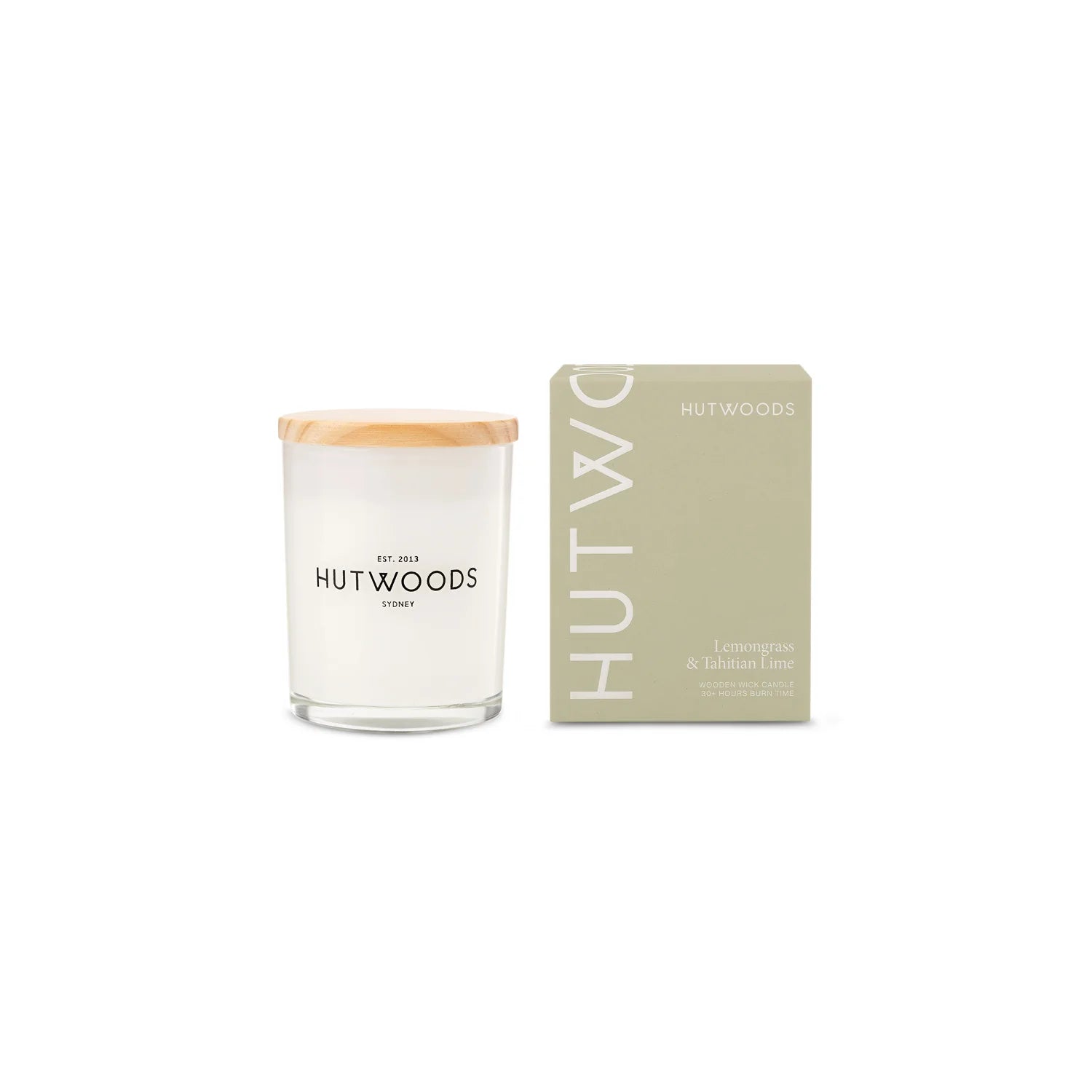 HUTWOODS Lemongrass and Tahitian Lime 30hr Candle