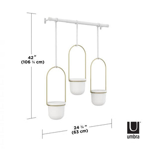 TRIFLORA HANGING PLANTER WHITE/BRASS