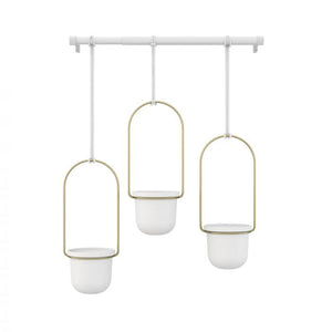 TRIFLORA HANGING PLANTER WHITE/BRASS